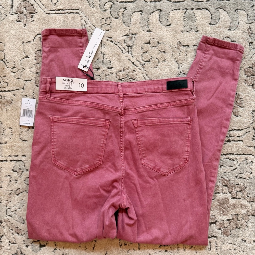 Nicole Miller SoHo High Rise Rose Pink Skinny Jeans - Picture 9 of 10